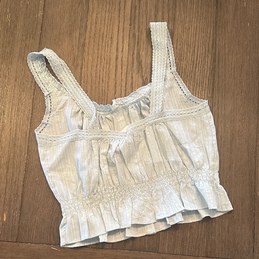 American Eagle Outfitters Light Blue Lace Trim Tank Top - Picture 5 of 6